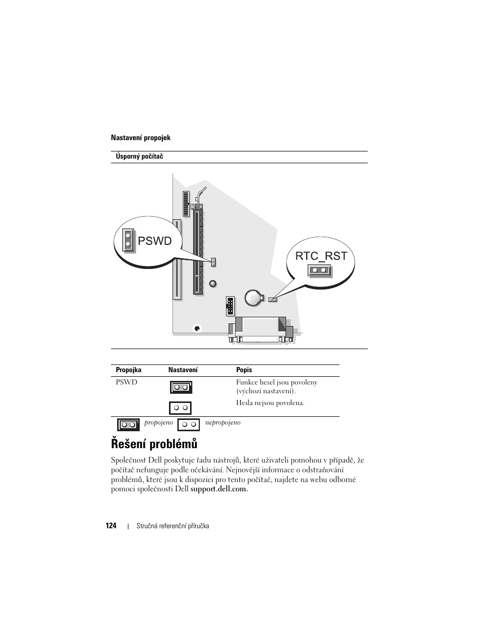 Řešení problémů | Dell OptiPlex 740 User Manual | Page 124 / 532