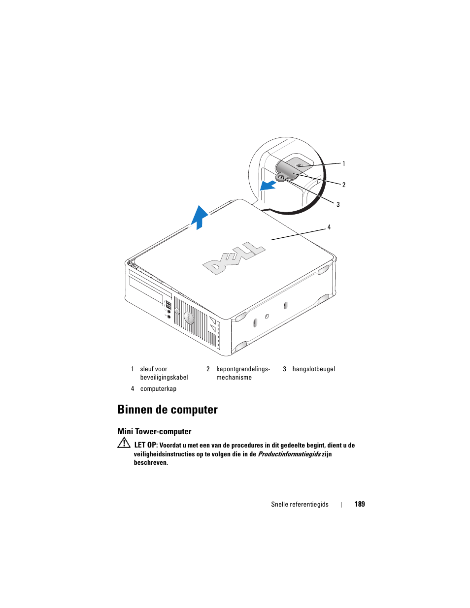 Binnen de computer, Mini tower-computer | Dell OptiPlex 740 User Manual | Page 189 / 532