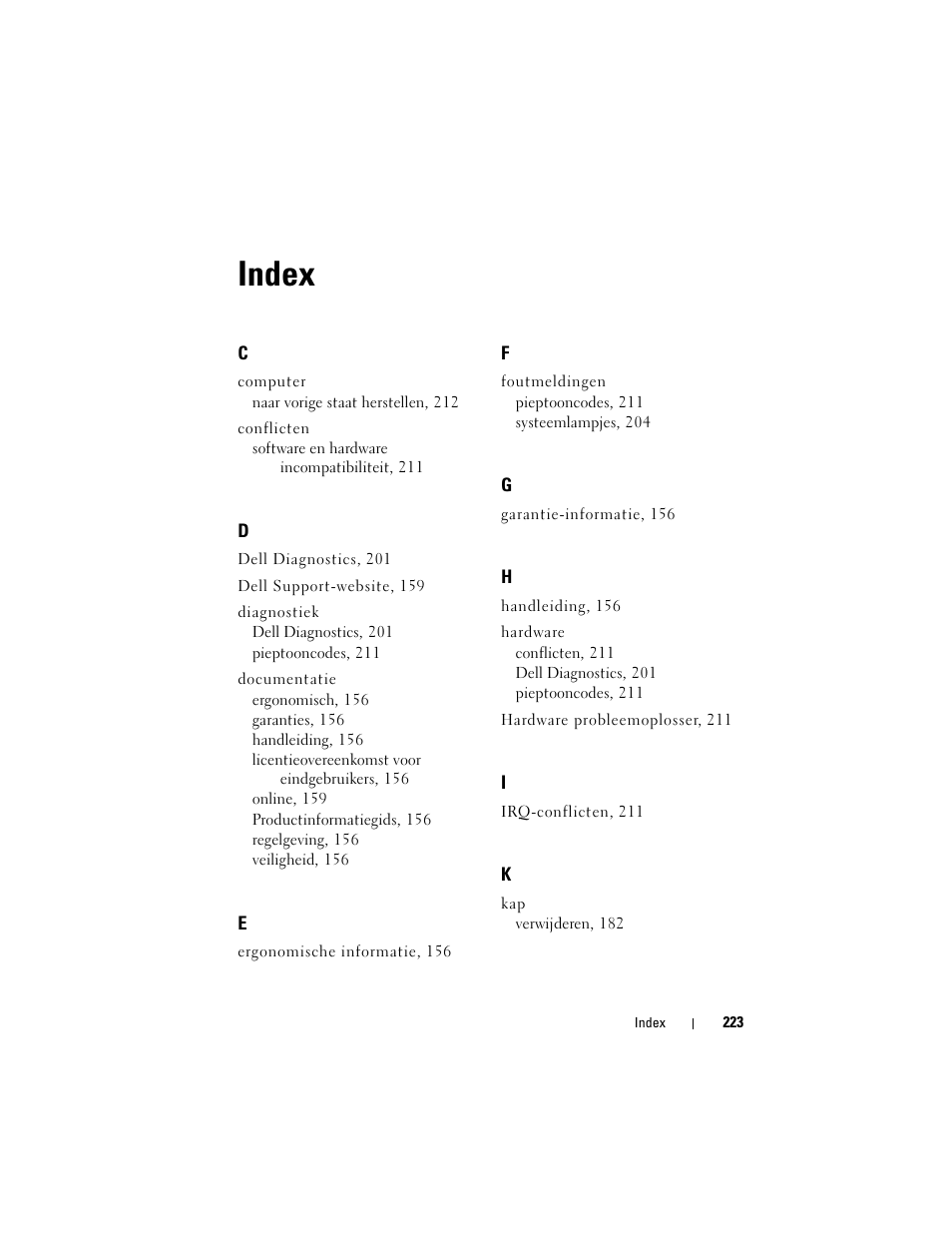 Index | Dell OptiPlex 740 User Manual | Page 223 / 532