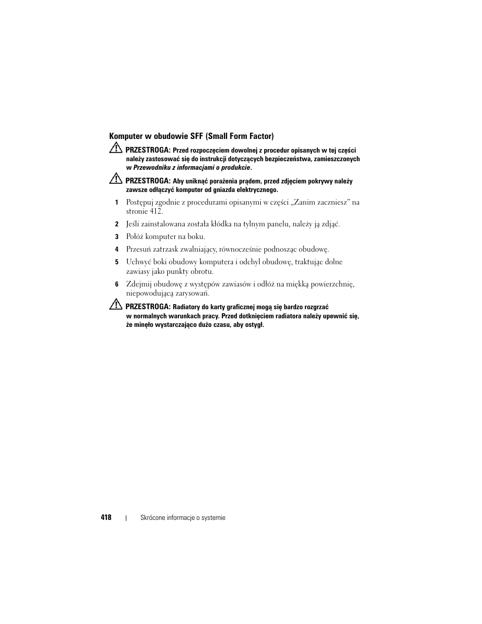 Komputer w obudowie sff (small form factor) | Dell OptiPlex 740 User Manual | Page 418 / 532