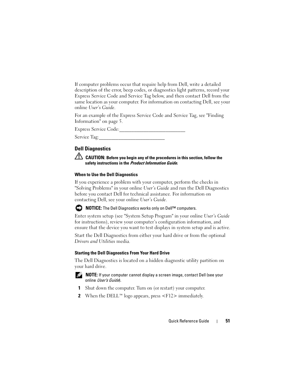 Dell diagnostics | Dell OptiPlex 740 User Manual | Page 51 / 532
