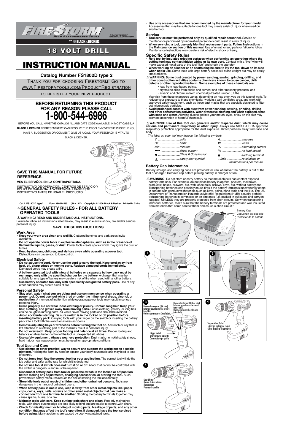 Black & Decker FireStorm FS1802D User Manual | 6 pages