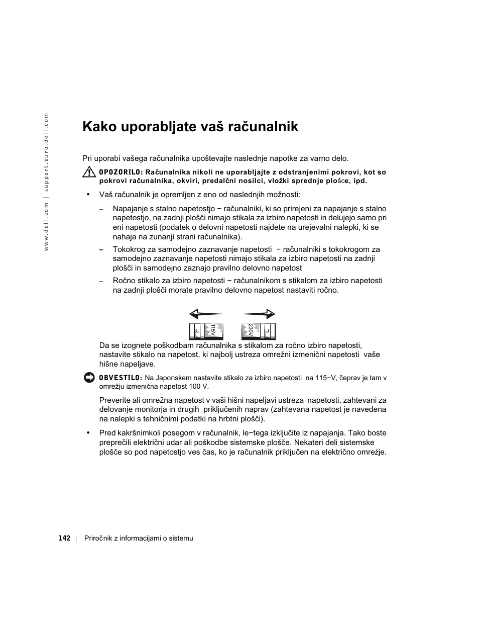Kako uporabljate vaš računalnik, Kako uporabljate va | Dell Precision 340 User Manual | Page 143 / 172