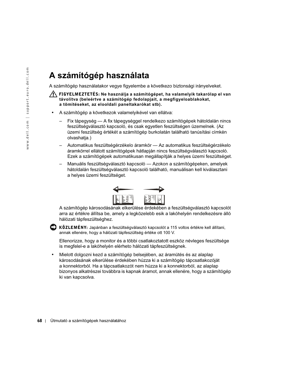 A számítógép használata | Dell Precision 340 User Manual | Page 69 / 172