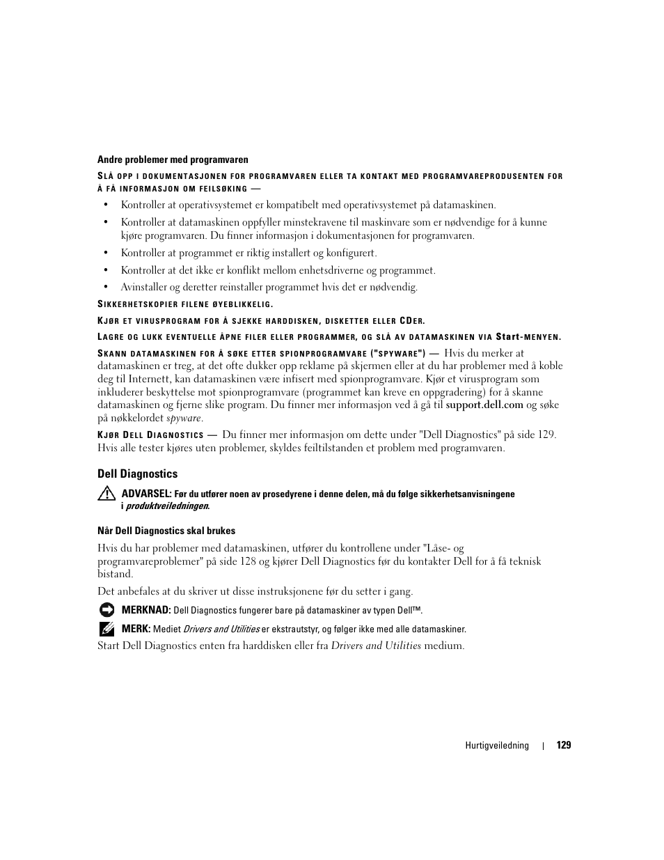 Dell diagnostics | Dell Latitude D531 (Mid 2007) User Manual | Page 129 / 224