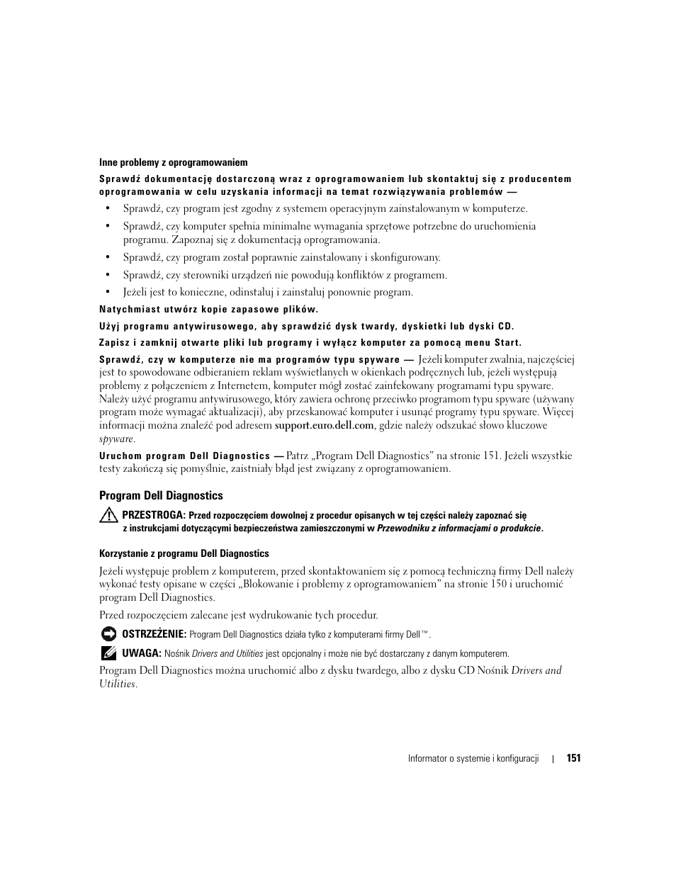 Program dell diagnostics | Dell Latitude D531 (Mid 2007) User Manual | Page 151 / 224