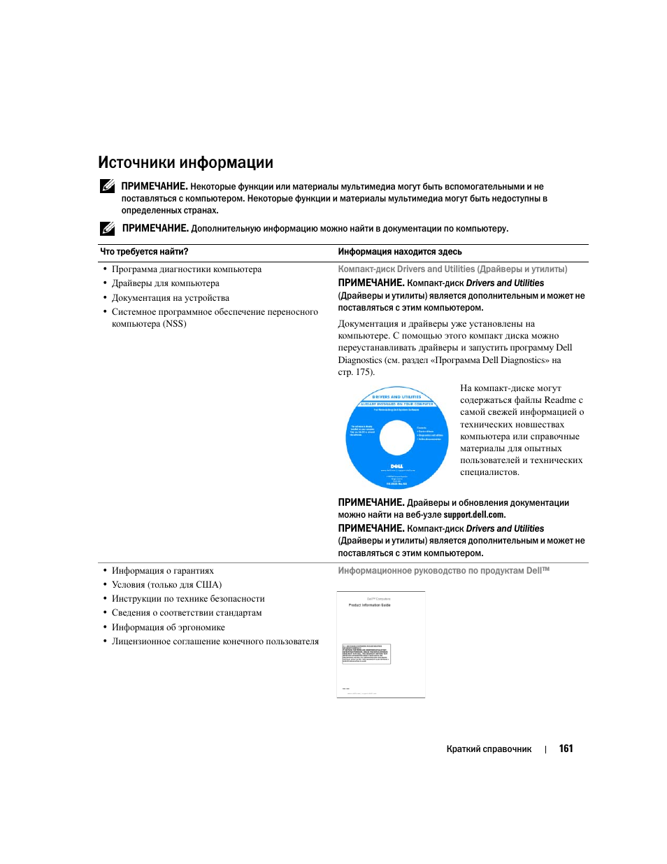 Источники информации | Dell Latitude D531 (Mid 2007) User Manual | Page 161 / 224
