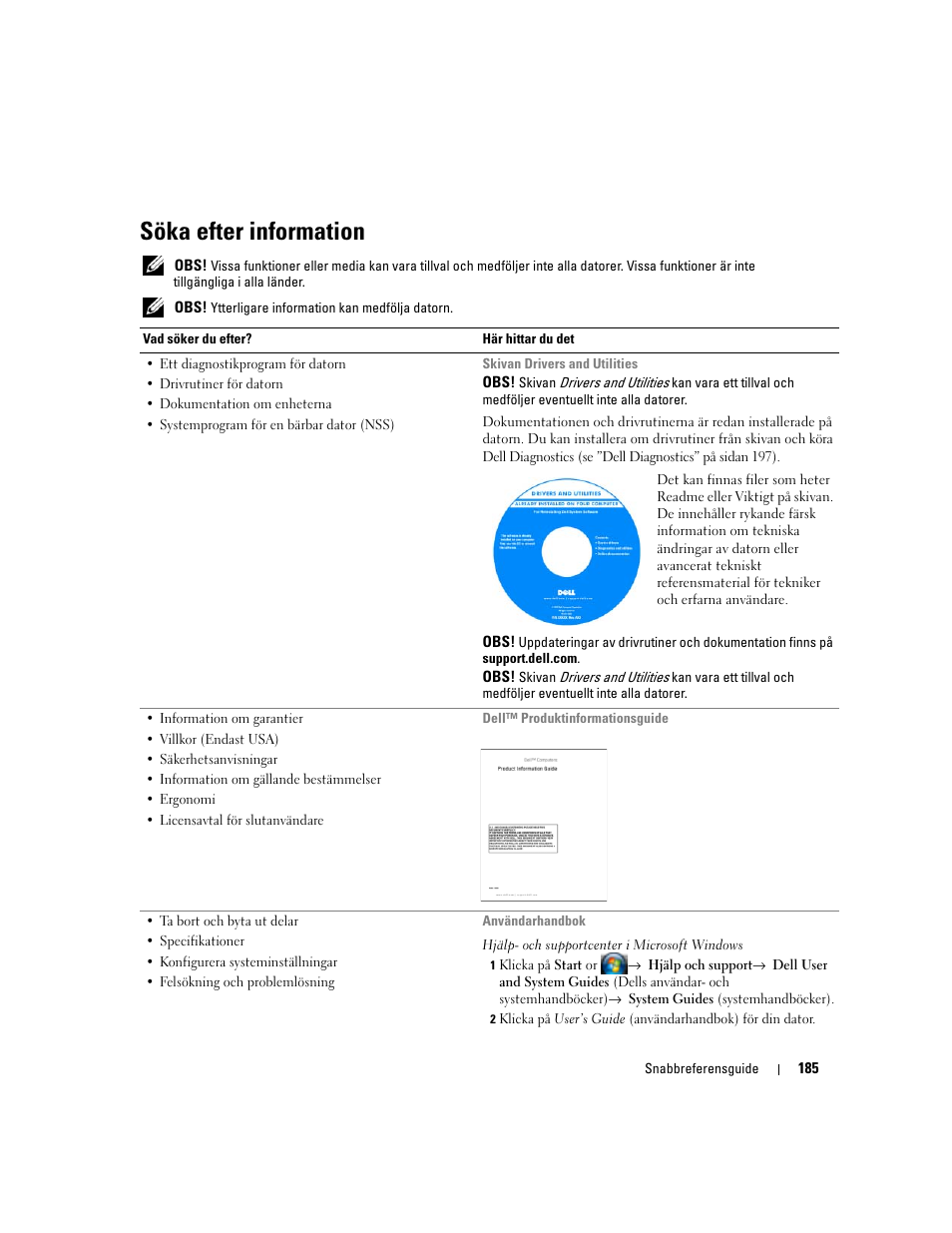 Söka efter information | Dell Latitude D531 (Mid 2007) User Manual | Page 185 / 224