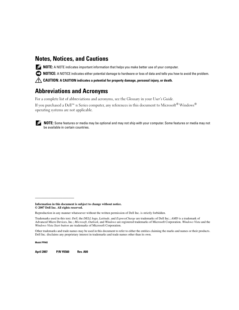 Abbreviations and acronyms | Dell Latitude D531 (Mid 2007) User Manual | Page 2 / 224
