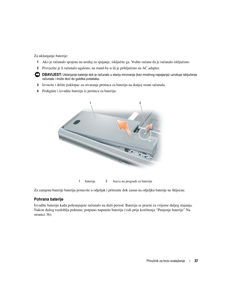 Pohrana baterije | Dell Latitude D531 (Mid 2007) User Manual | Page 37 / 224