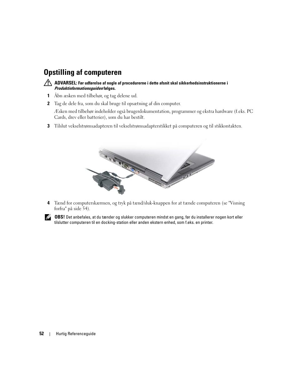 Opstilling af computeren | Dell Latitude D531 (Mid 2007) User Manual | Page 52 / 224