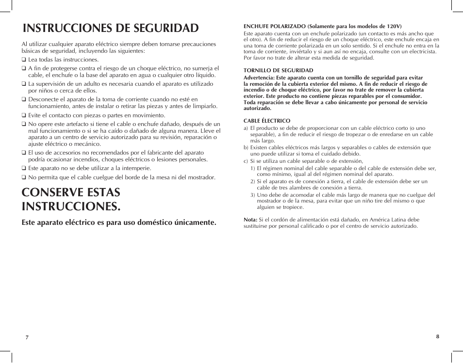 Instrucciones de seguridad, Conserve estas instrucciones | Black & Decker CJ625 User Manual | Page 5 / 13