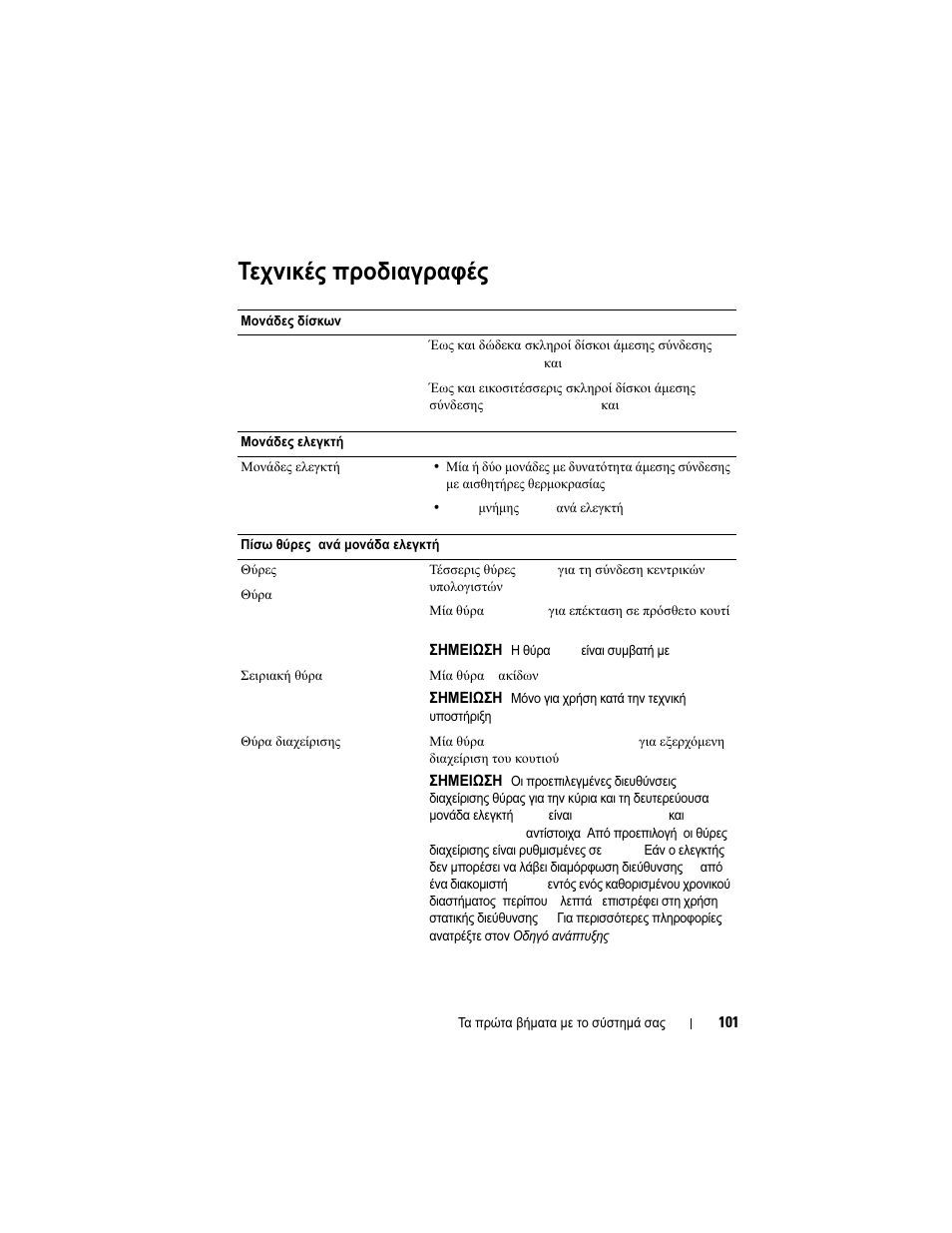Τεχνικές προδιαγραφές | Dell POWERVAULT MD3620F User Manual | Page 103 / 222