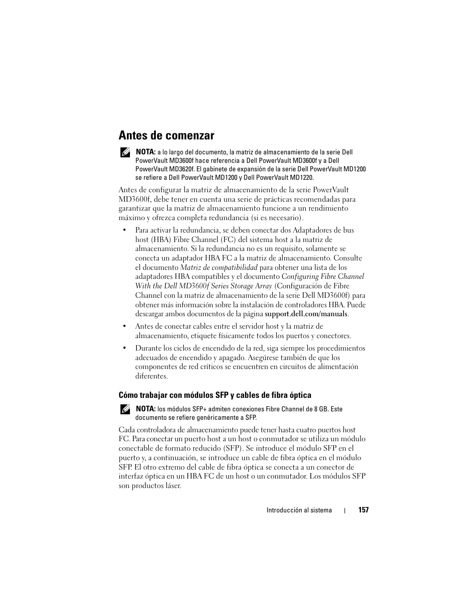 Antes de comenzar | Dell POWERVAULT MD3620F User Manual | Page 159 / 222