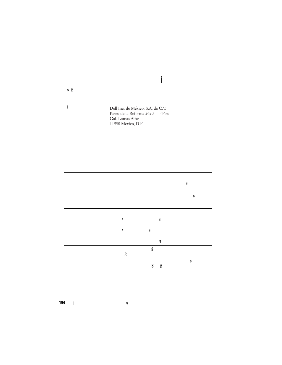 Nom bilgisi (yalnızca meksika için), Teknik özellikler, Nom bilgisi (yalnızca meksika i çin) | Dell POWERVAULT MD3620F User Manual | Page 196 / 222