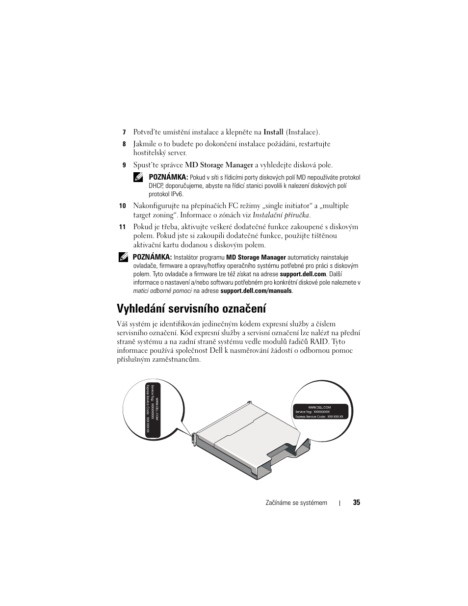 Vyhledání servisního označení | Dell POWERVAULT MD3620F User Manual | Page 37 / 222