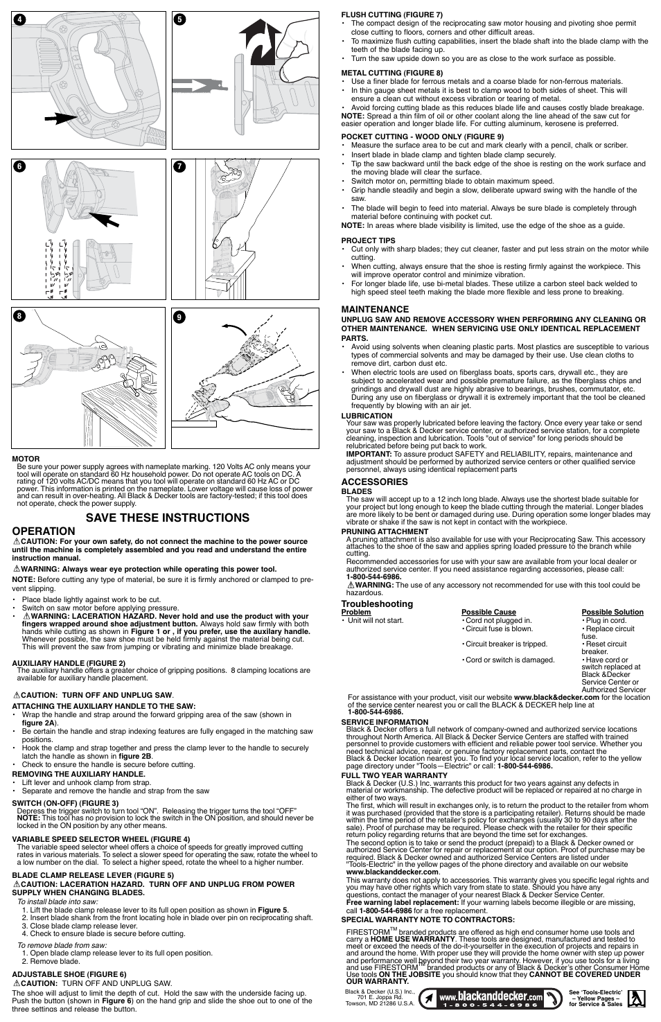 Save these instructions, Operation | Black & Decker Fire Storm 638034-00 User Manual | Page 2 / 6