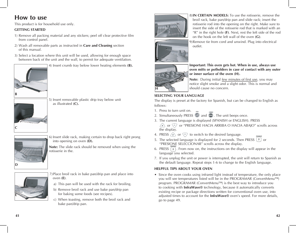 How to use | Black & Decker INFRAWAVE FC351B User Manual | Page 22 / 41