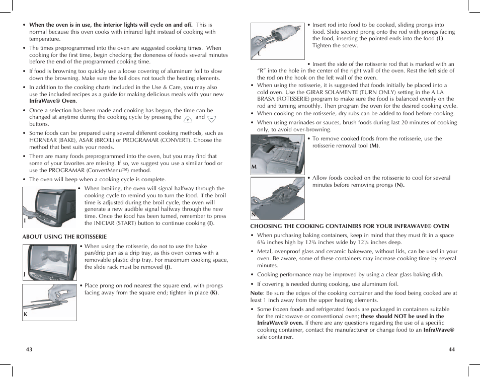Food s | Black & Decker INFRAWAVE FC351B User Manual | Page 23 / 41