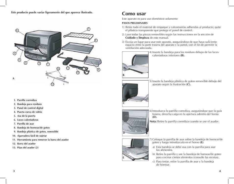 Como usar | Black & Decker INFRAWAVE FC351B User Manual | Page 3 / 41