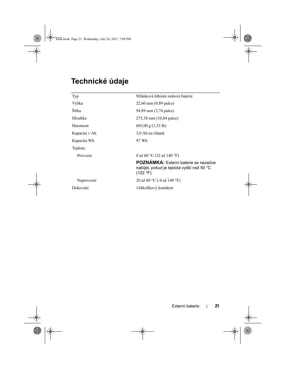 Technické údaje | Dell Latitude E5420 (Early 2011) User Manual | Page 23 / 96