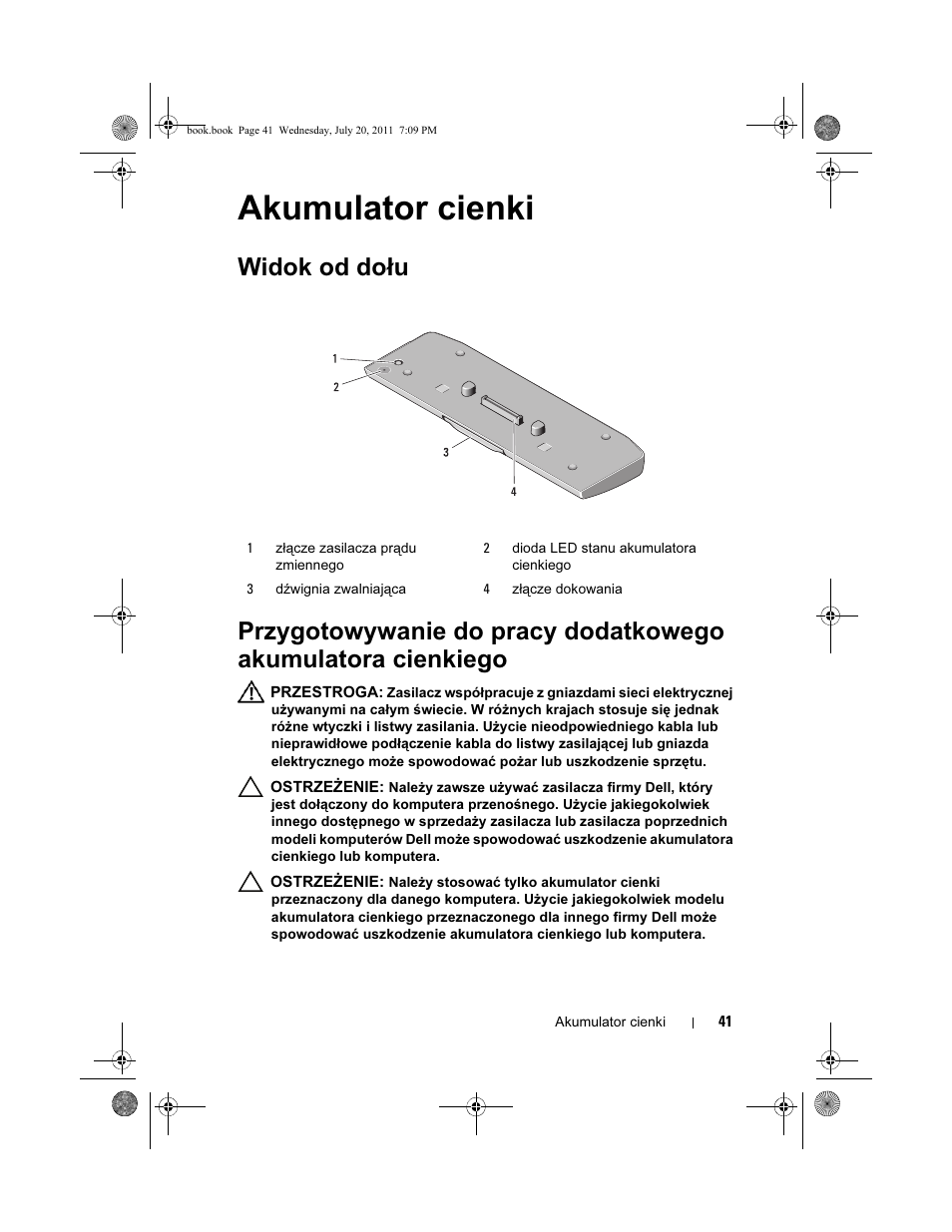 Akumulator cienki | Dell Latitude E5420 (Early 2011) User Manual | Page 43 / 96