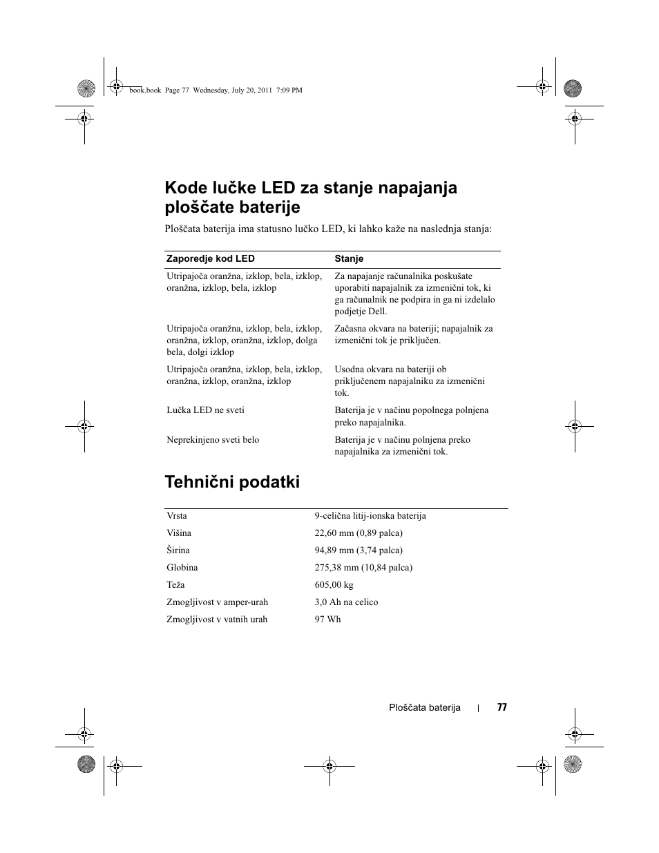 Tehnični podatki | Dell Latitude E5420 (Early 2011) User Manual | Page 79 / 96