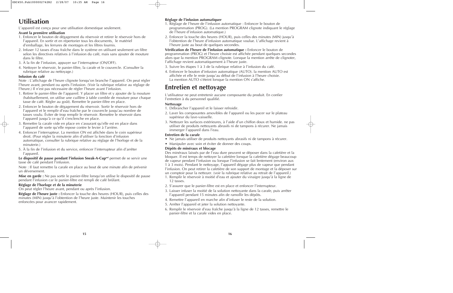 Utilisation, Entretien et nettoyage | Black & Decker ODC440 User Manual | Page 9 / 13