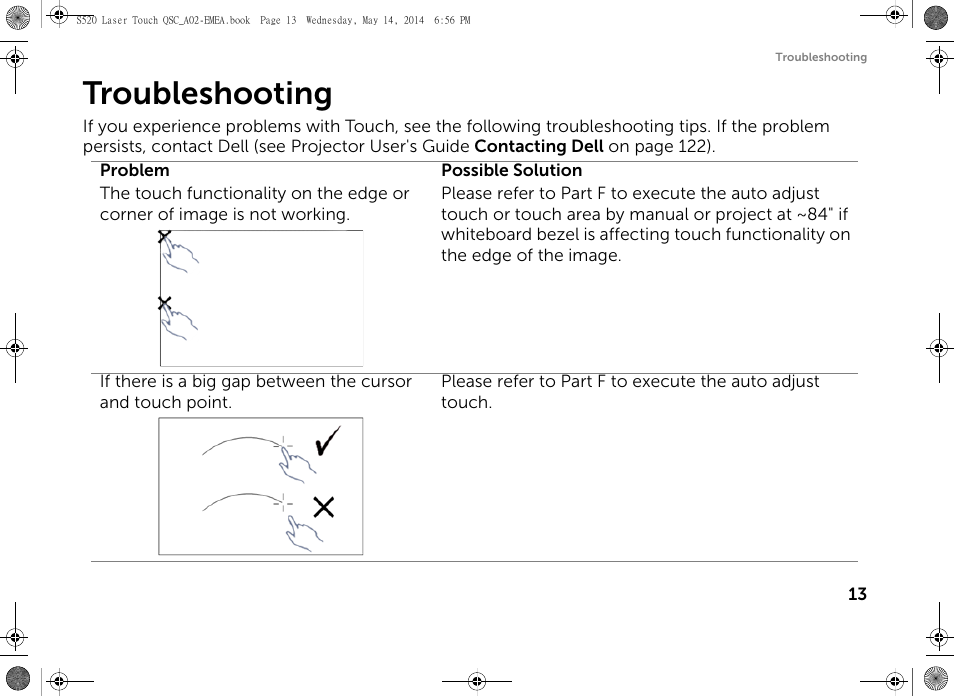 Troubleshooting | Dell S520 Projector User Manual | Page 15 / 242