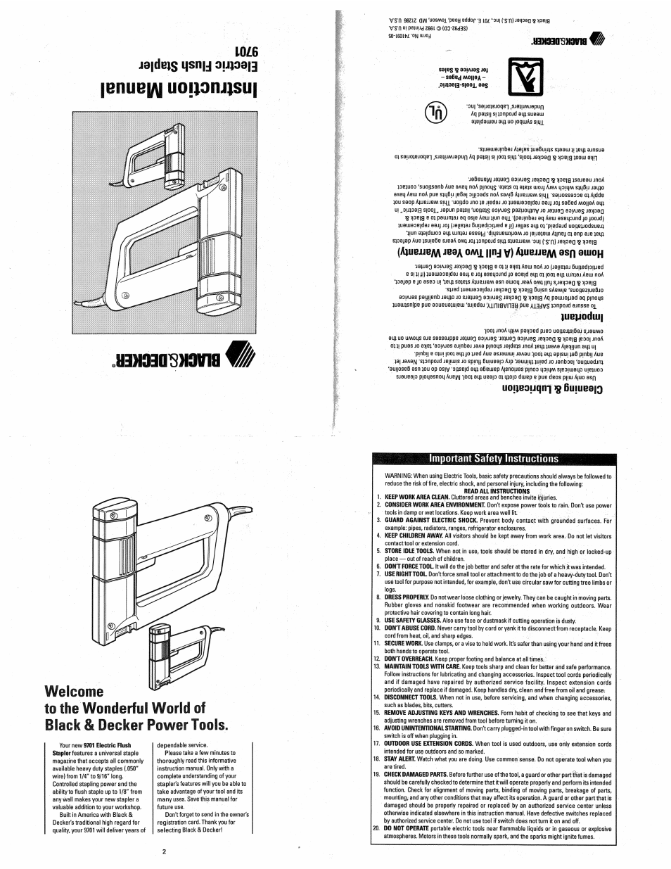 Black & Decker 9701 User Manual | 2 pages