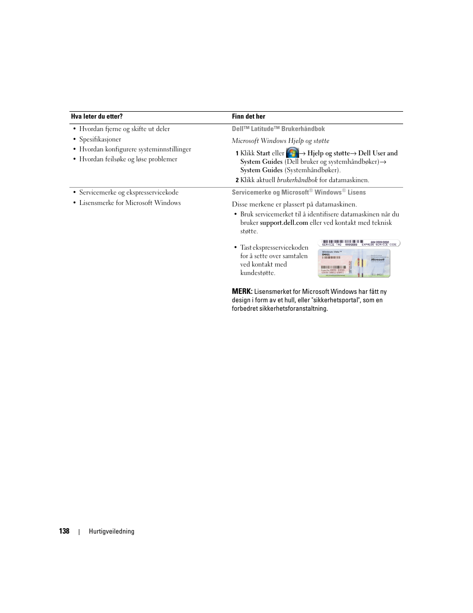 Dell Latitude D830 (Early 2007) User Manual | Page 138 / 258