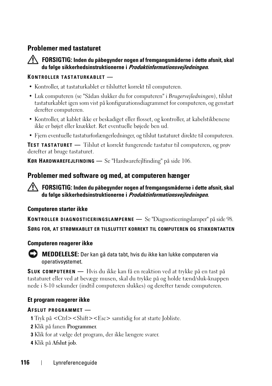 Problemer med tastaturet | Dell Precision T3400 (Late 2007) User Manual | Page 116 / 608