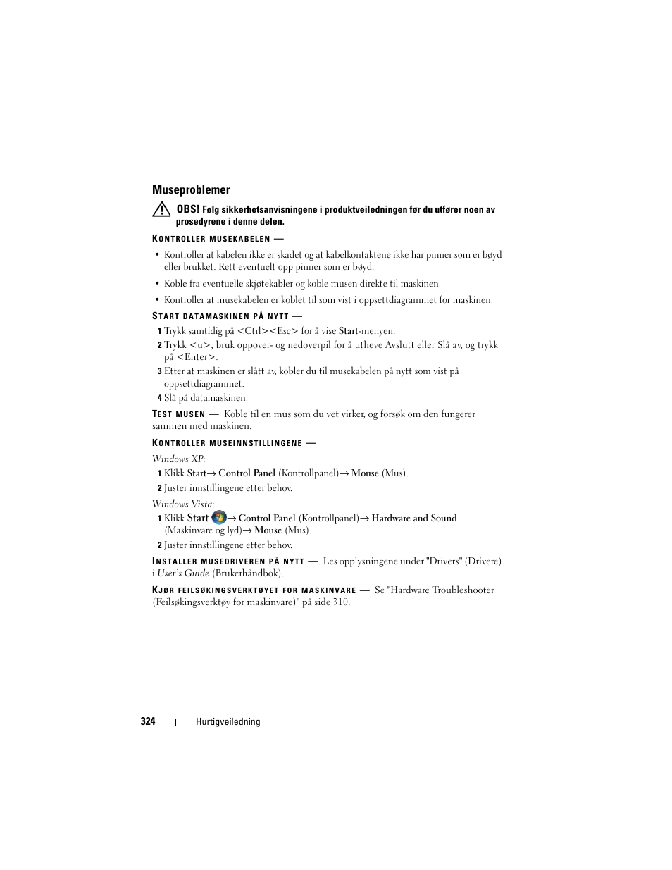 Museproblemer | Dell Precision T3400 (Late 2007) User Manual | Page 324 / 608