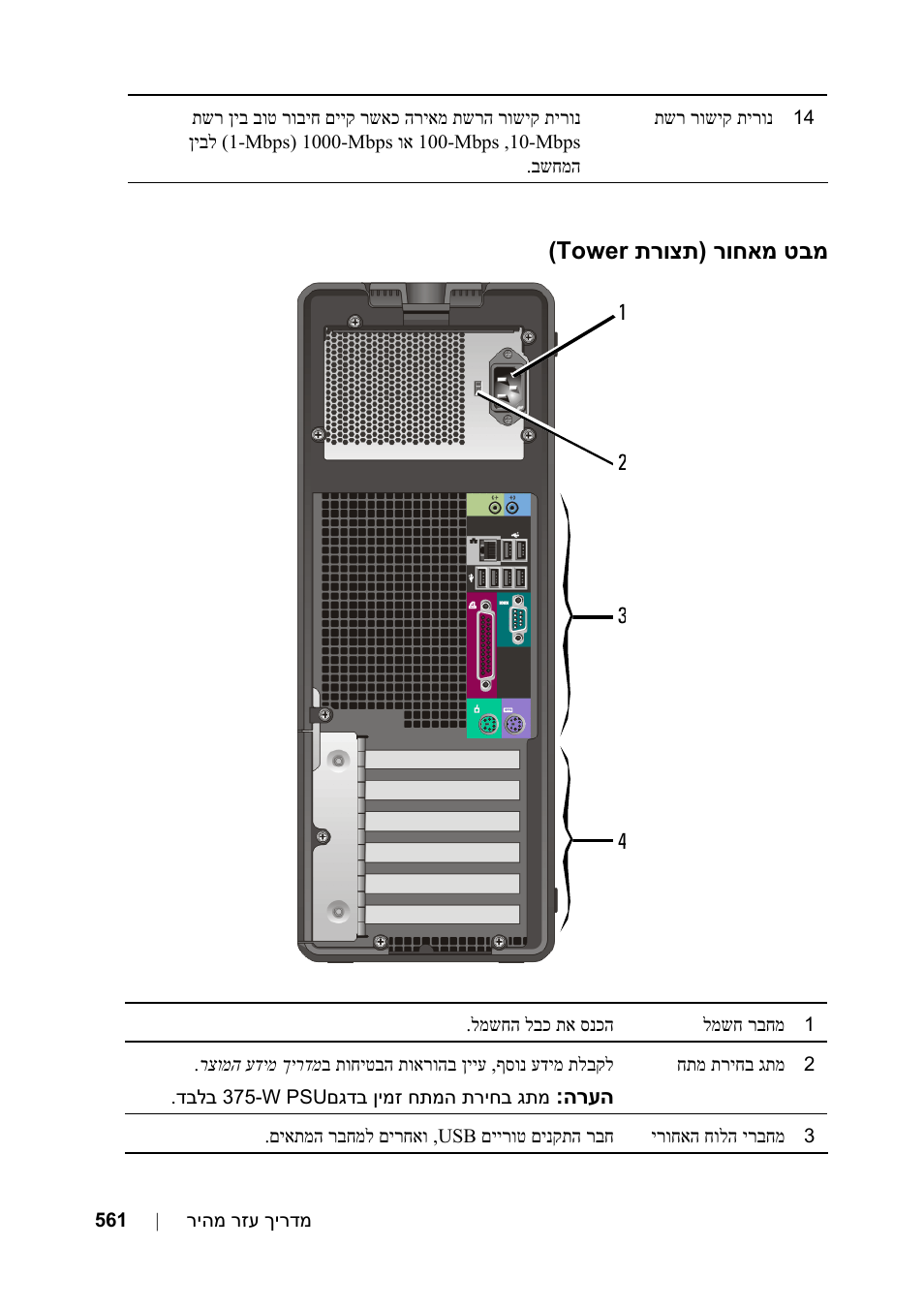 מבט מאחור (תצורת tower) | Dell Precision T3400 (Late 2007) User Manual | Page 598 / 608