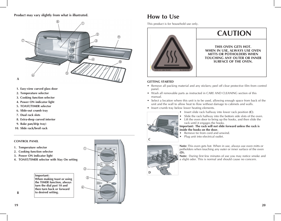 Caution, How to use | Black & Decker Toast-R- TRO491B User Manual | Page 11 / 19