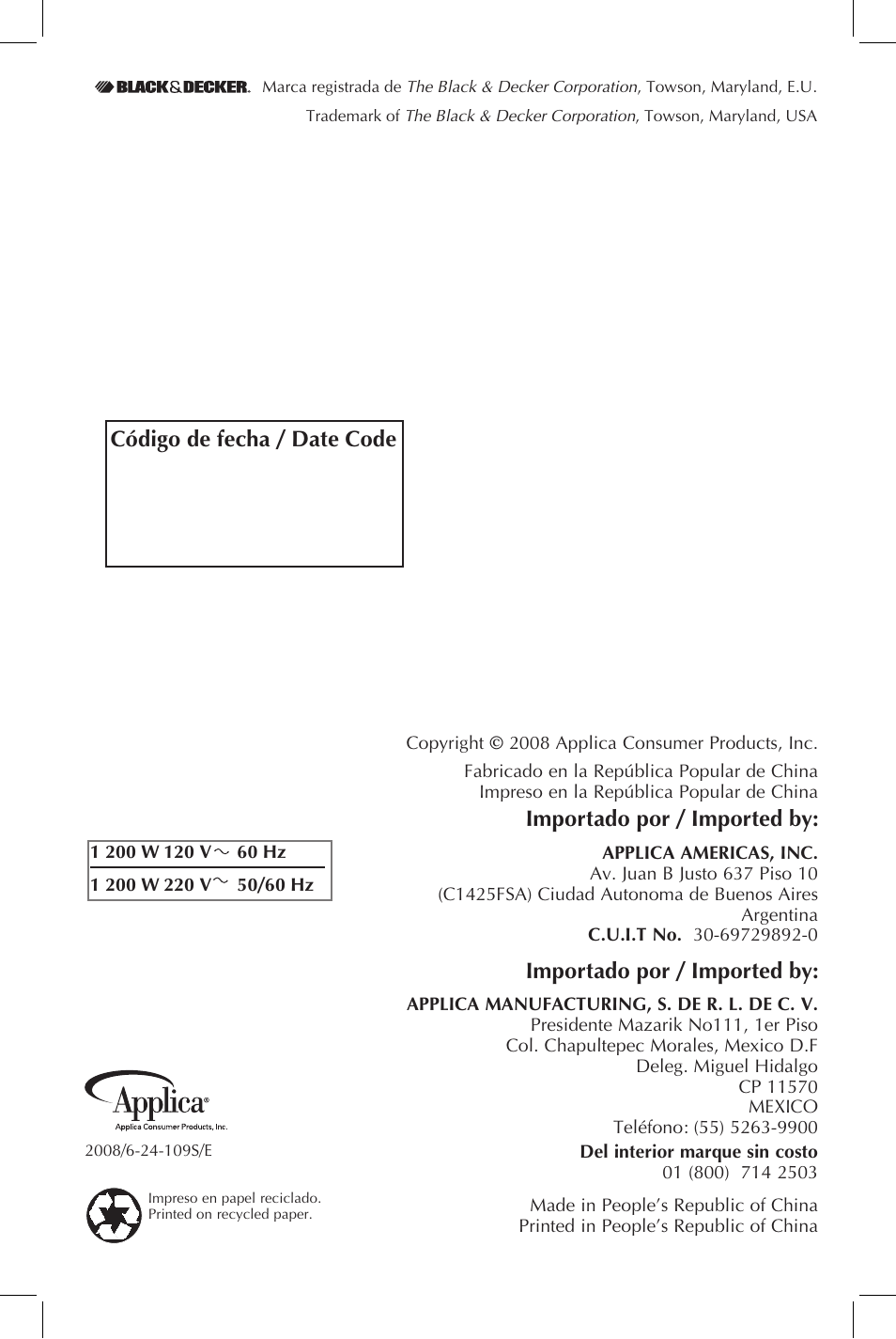 Black & Decker Toast-R- TRO491B User Manual | Page 19 / 19