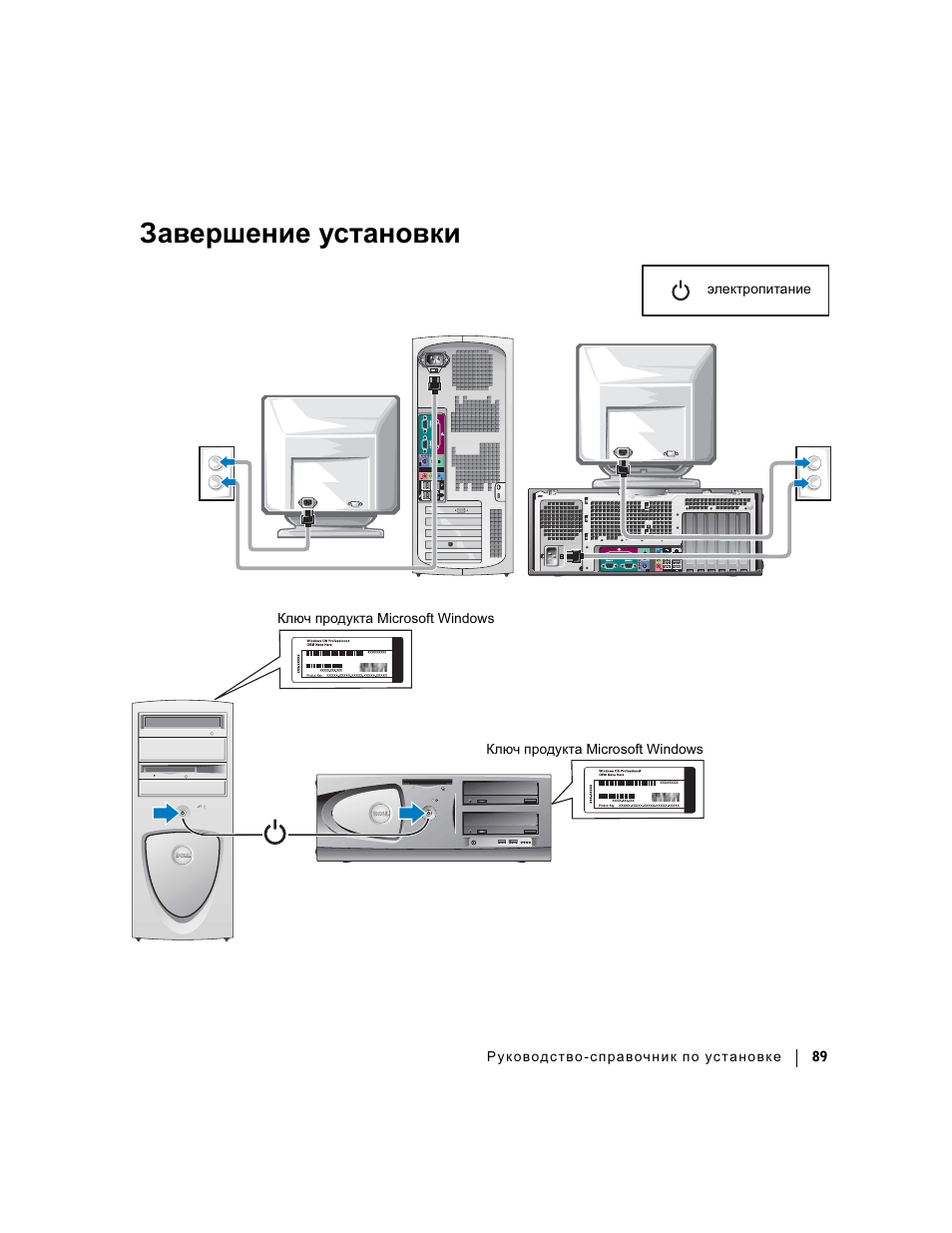 Завершение установки | Dell Precision 360 User Manual | Page 89 / 112