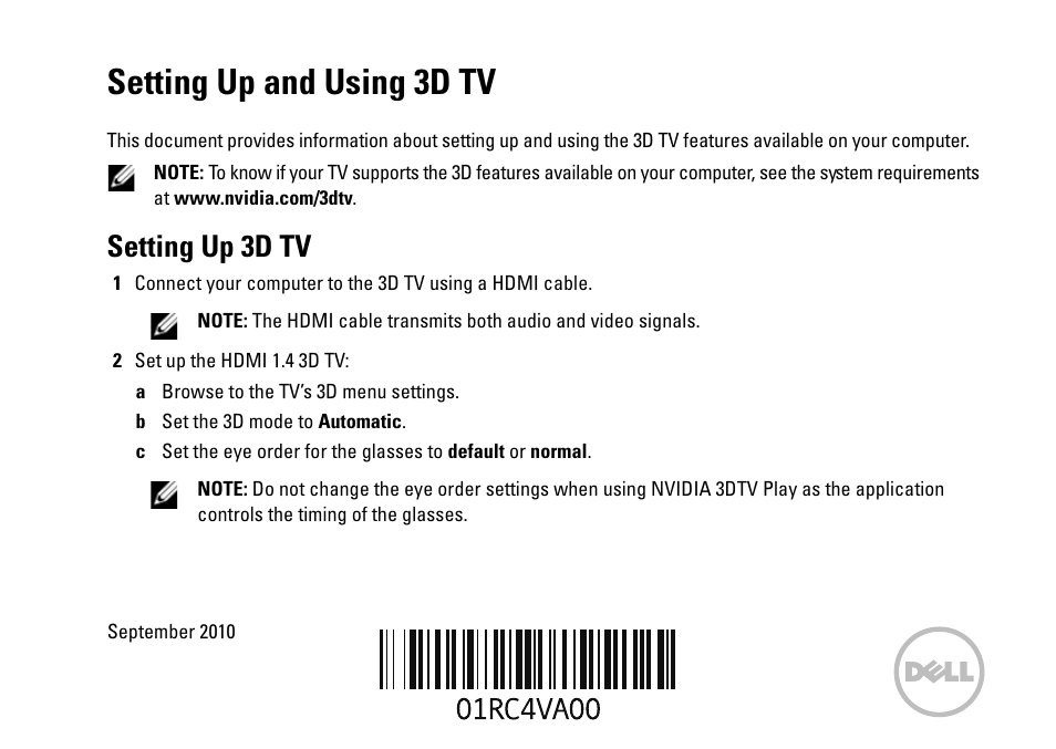 Dell XPS 14 (L401X, Late 2010) User Manual | 42 pages