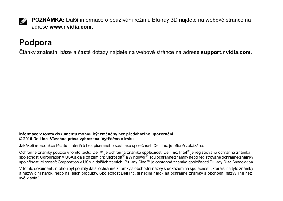 Podpora | Dell XPS 14 (L401X, Late 2010) User Manual | Page 16 / 42