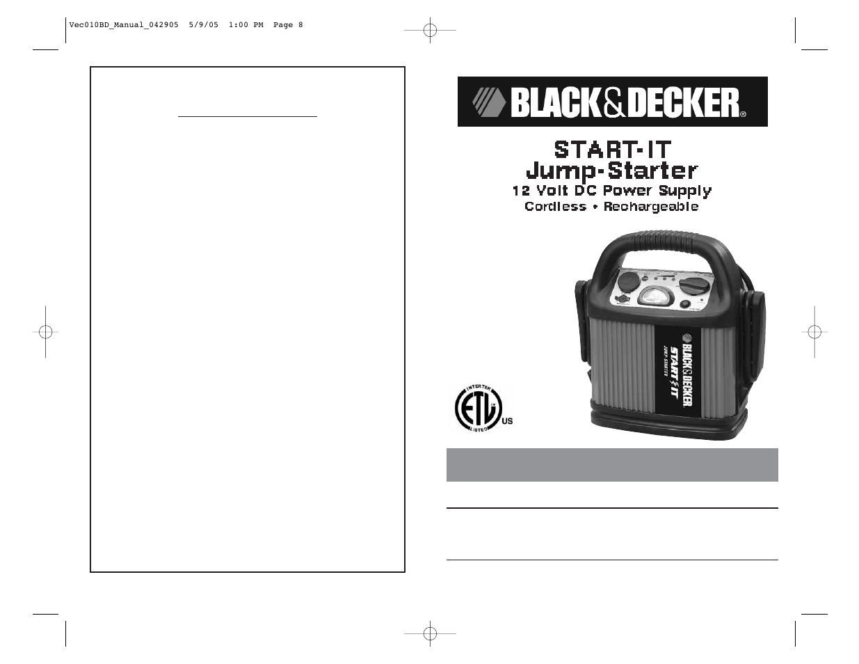 Black & Decker VEC010BD User Manual | 6 pages