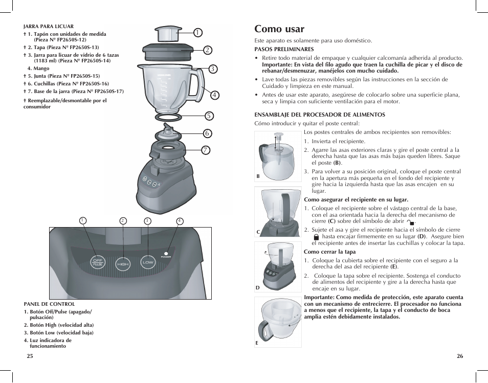 Como usar | Black & Decker FP2620S User Manual | Page 14 / 37