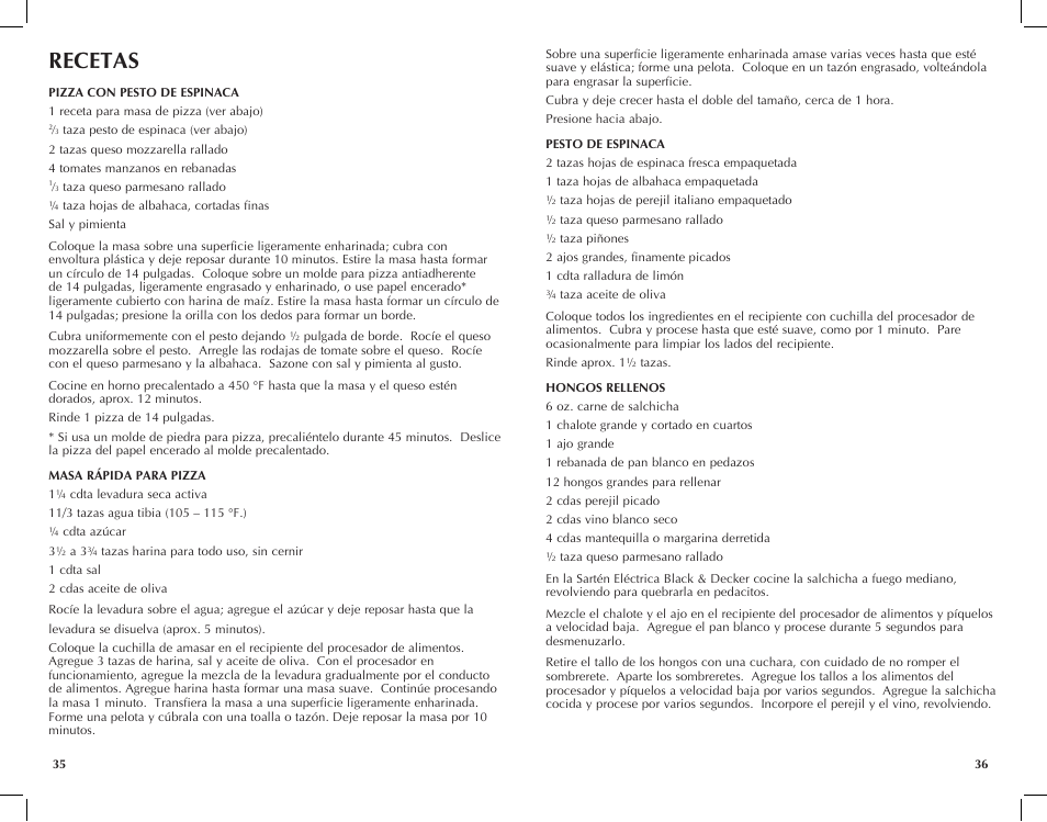 Recetas | Black & Decker FP2620S User Manual | Page 19 / 37