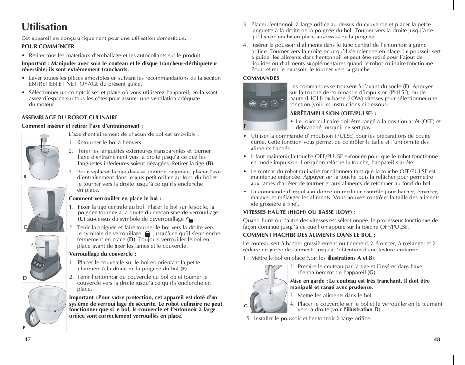 Utilisation | Black & Decker FP2620S User Manual | Page 25 / 37