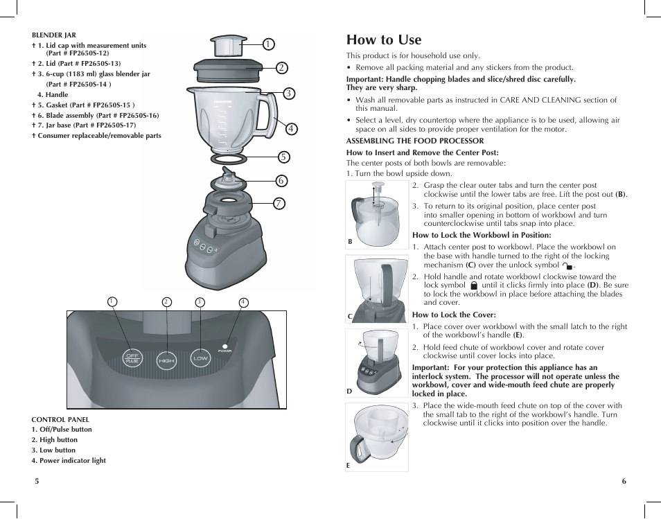 How to use | Black & Decker FP2620S User Manual | Page 4 / 37