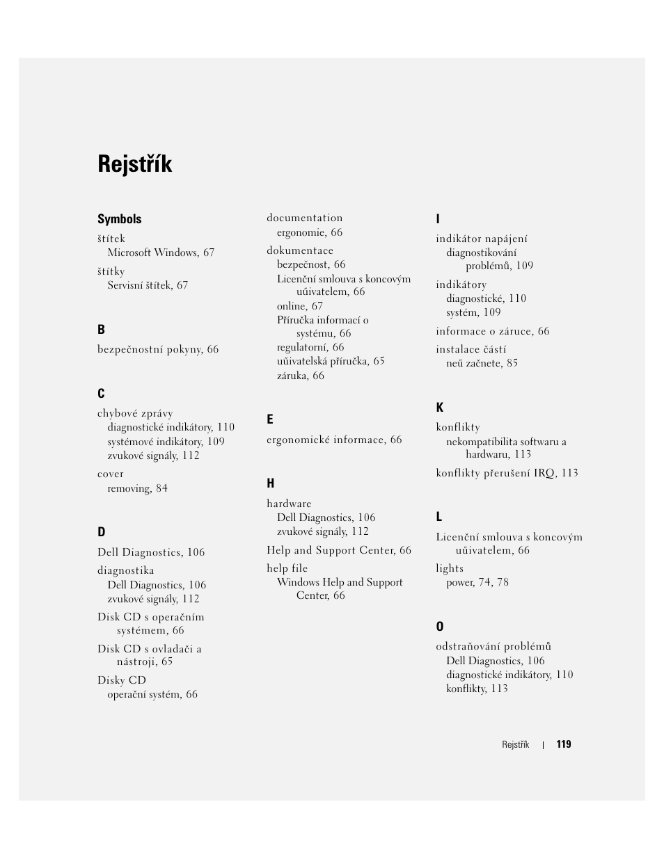 Rejstřík | Dell OptiPlex 745 User Manual | Page 119 / 428