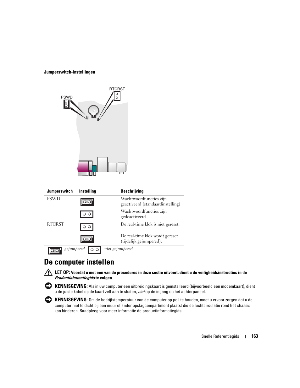 De computer instellen | Dell OptiPlex 745 User Manual | Page 163 / 428