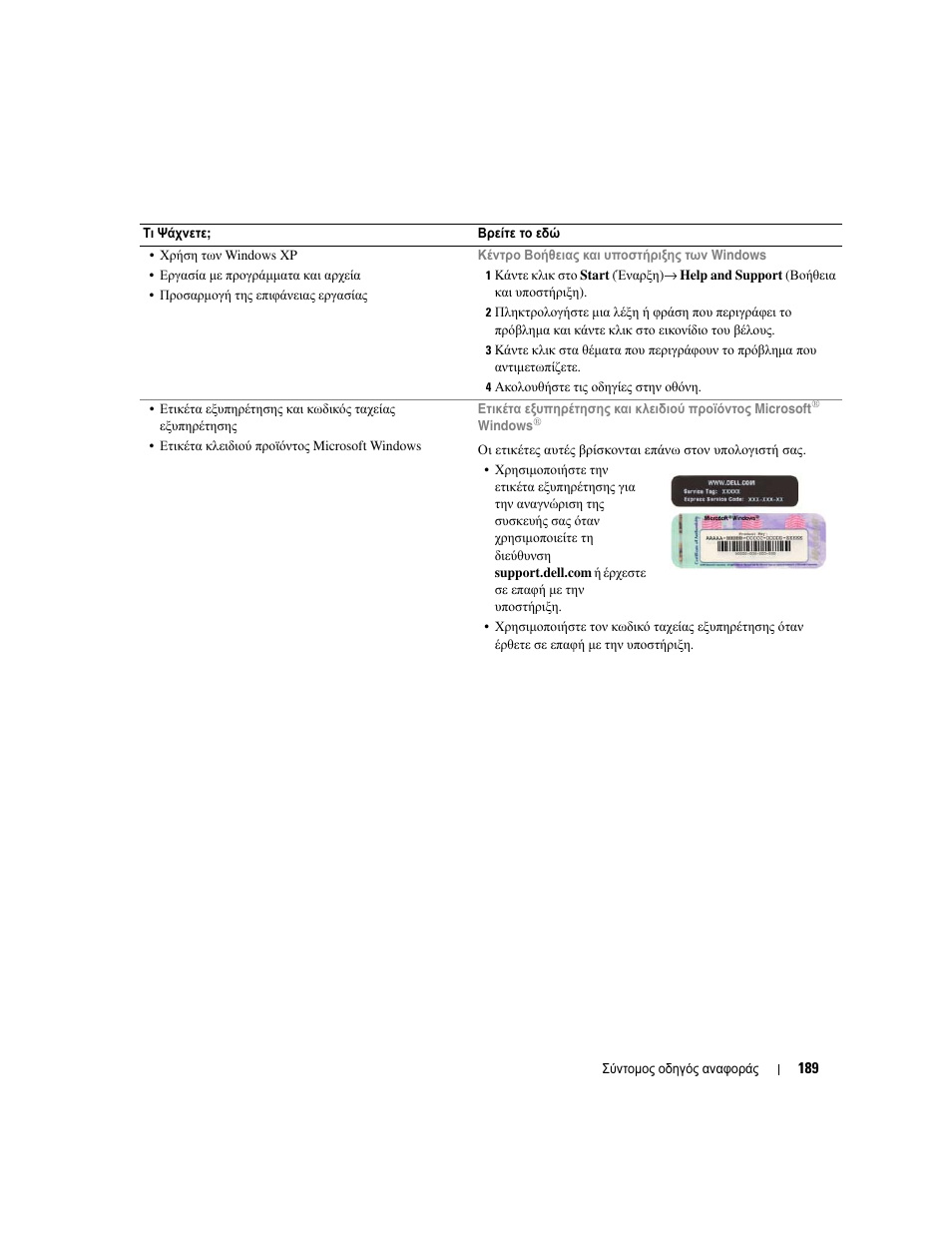 Windows, Στη σελίδα 189) | Dell OptiPlex 745 User Manual | Page 189 / 428