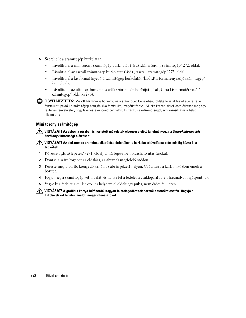 Mini torony számítógép | Dell OptiPlex 745 User Manual | Page 272 / 428