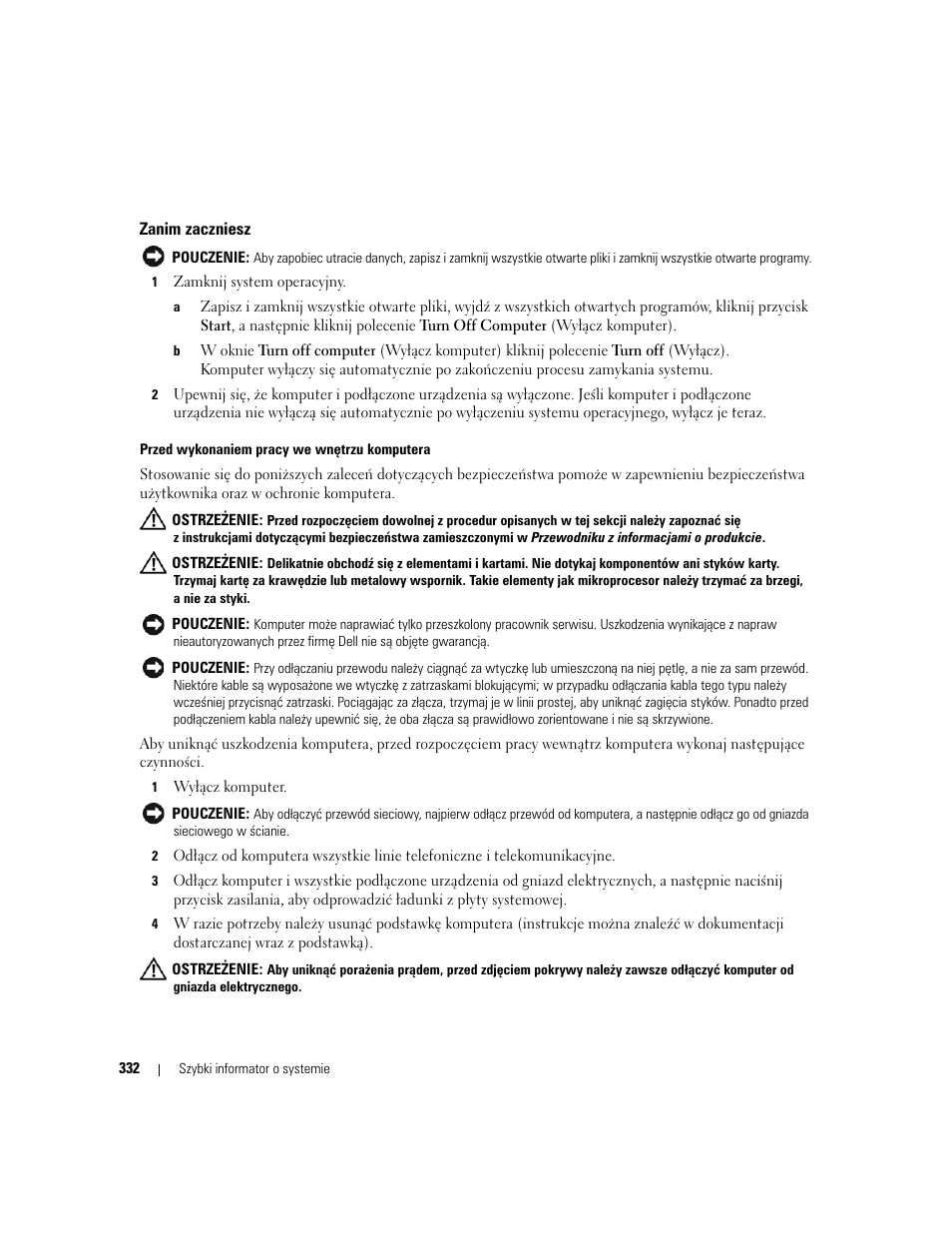 Zanim zaczniesz | Dell OptiPlex 745 User Manual | Page 332 / 428