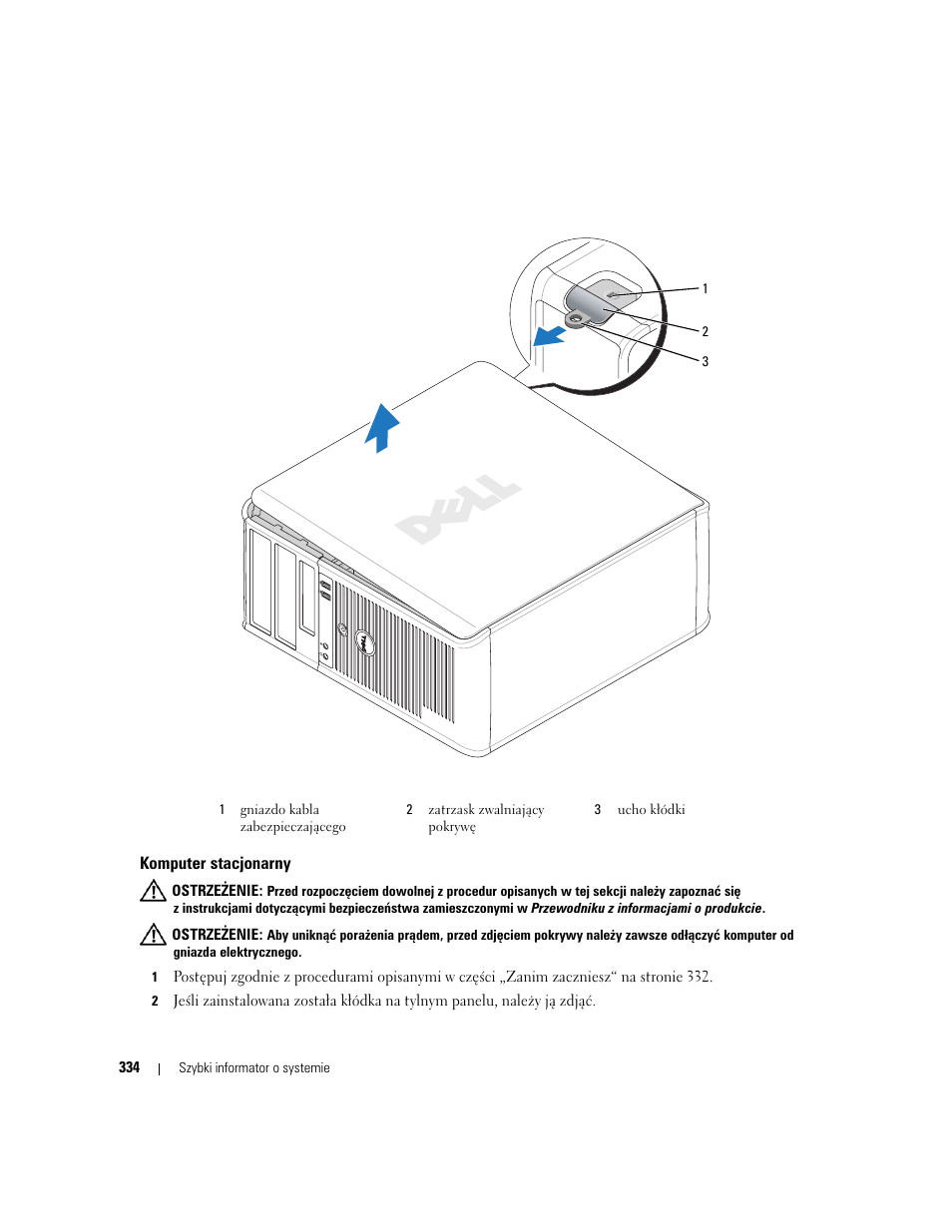 Komputer stacjonarny, Rz „komputer stacjonarny“ na stronie 334) | Dell OptiPlex 745 User Manual | Page 334 / 428